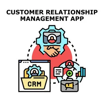 Customer relationship management app developing business strategy 스톡 일러스트