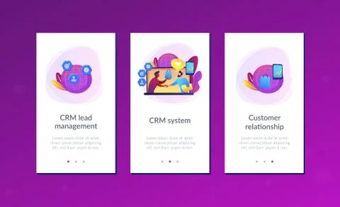 Customer Relationship Management app interface template. Stock Illustration