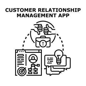 Customer relationship management app planning and feedback system Illustrazione stock