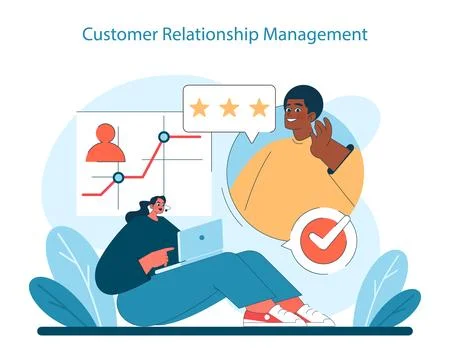 Customer Relationship Management concept. Enhancing client satisfaction through Stock Illustration