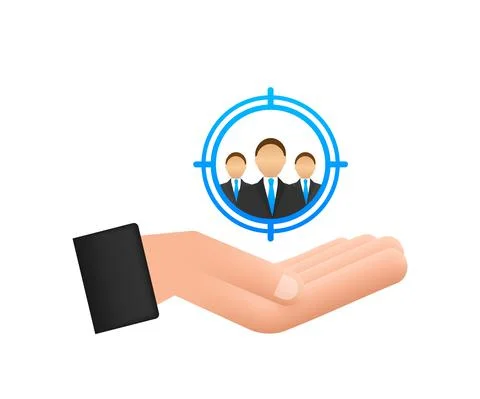 Customer relationship management concept with hands. Organization of data on Stock Illustration