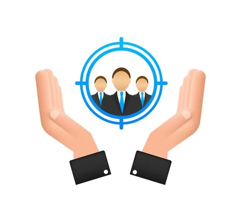 Customer relationship management concept with hands. Organization of data on Stock Illustration