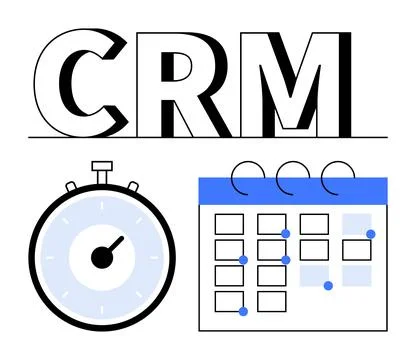 Customer Relationship Management Concept with Stopwatch and Calendar Elements Stock Illustration
