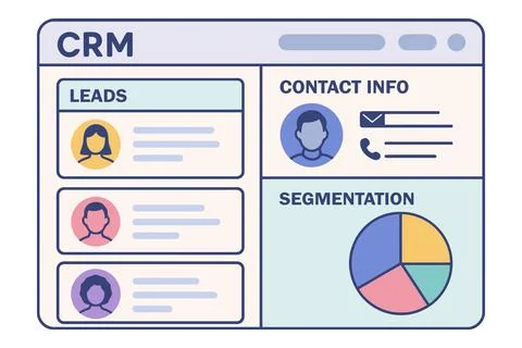Customer relationship management crm dashboard with leads and segmentation da Stock Illustration
