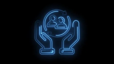 Customer relationship management crm loop system glowing neon style on black Stock Footage 330783698
