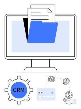 Customer Relationship Management CRM System with Digital Document and Finan.. Stock Illustration