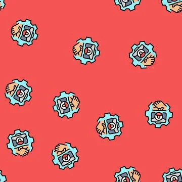 Customer relationship management crm vector seamless pattern 스톡 일러스트