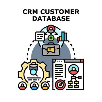 Customer relationship management database system concept Stock Illustration