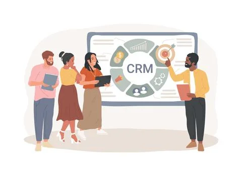 Customer relationship management isolated concept vector illustration. Ilustración de archivo