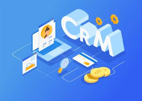 Customer Relationship Management Isometric vector. Company interaction approa イラスト素材