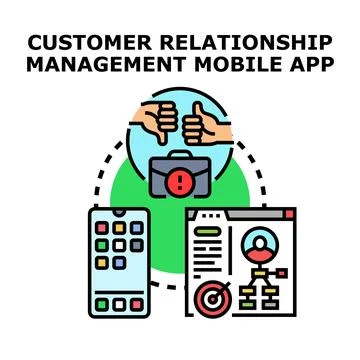Customer relationship management mobile app concept Stock Illustration