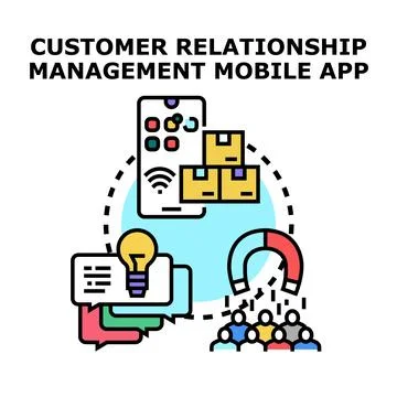 Customer relationship management mobile app concept Stock Illustration