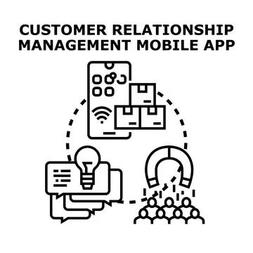 Customer relationship management mobile app concept Stock Illustration