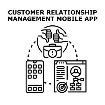 Customer relationship management mobile app concept 스톡 일러스트