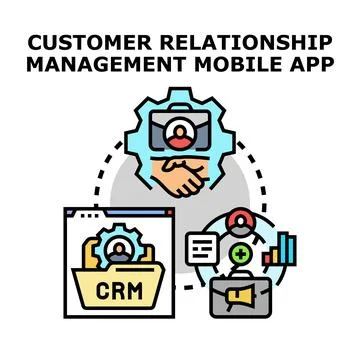 Customer relationship management mobile app concept Stock Illustration