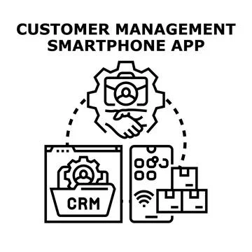 Customer relationship management strategy using modern smartphone application Stock Illustration