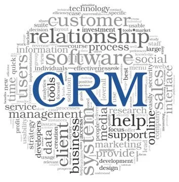 Customer relationship management system crm in word tag cloud Stock Illustration
