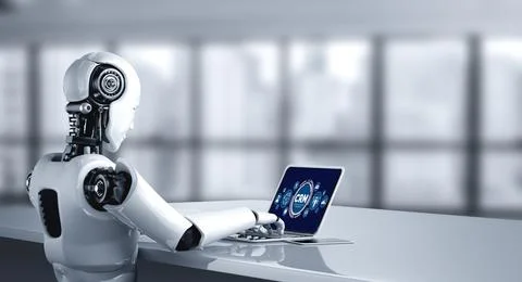 Customer relationship management system on modish computer for CRM business Illustrazione stock