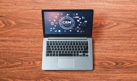 Customer relationship management system on modish computer for CRM business Stock Photos