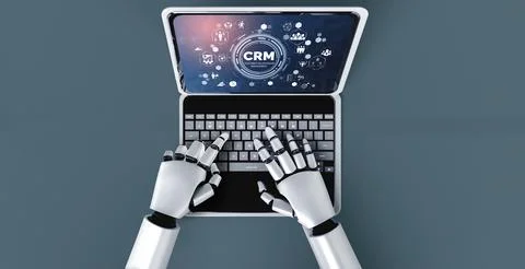 Customer relationship management system on modish computer for CRM business Stock Photos