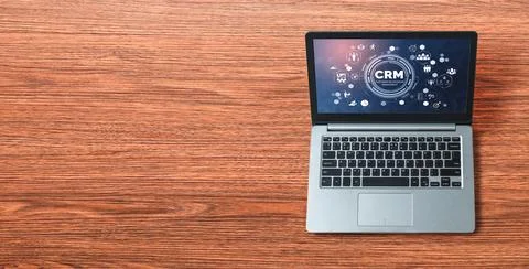 Customer relationship management system on modish computer for CRM business Stock Photos