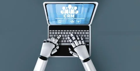 Customer relationship management system on modish computer for CRM business Stock Photos