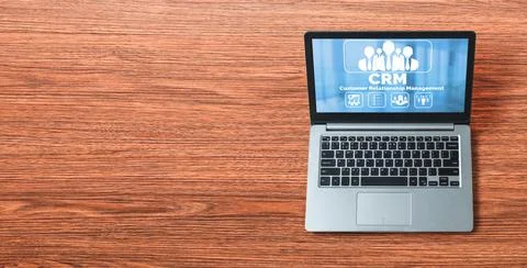 Customer relationship management system on modish computer for CRM business Stock Photos
