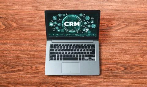 Customer relationship management system on modish computer for CRM business Stock Photos