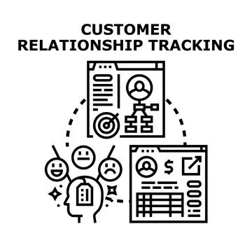 Customer relationship management system tracking client relations Stock Illustration