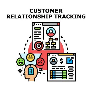 Customer relationship management system tracking client relations 스톡 일러스트