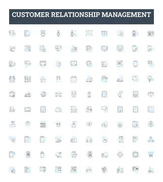 Customer relationship management vector line icons set. CRM, Customer, Relations Stock Illustration
