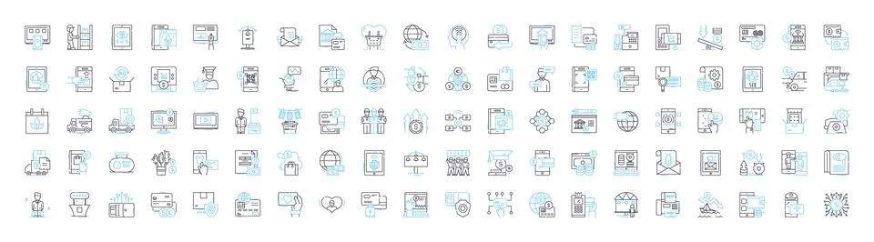 Customer relationship management vector line icons set. CRM, Customer, Relations 스톡 일러스트
