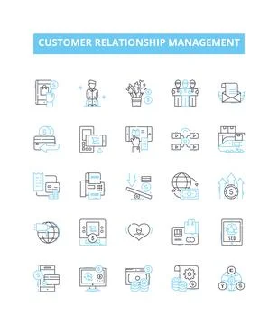 Customer relationship management vector line icons set. CRM, Customer, Relations 스톡 일러스트