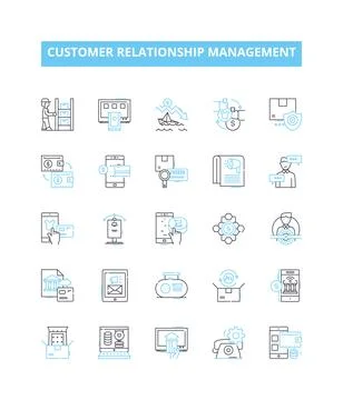 Customer relationship management vector line icons set. CRM, Customer, Relations Stock Illustration