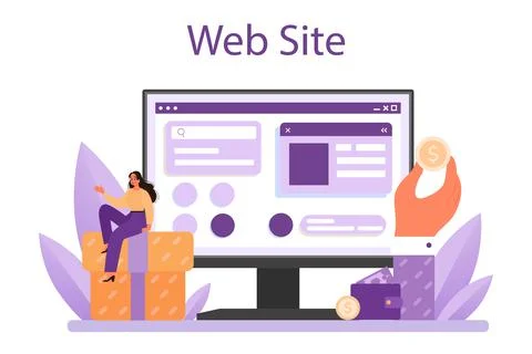 Customer relationship online service or platform. Commercial program Stock Illustration