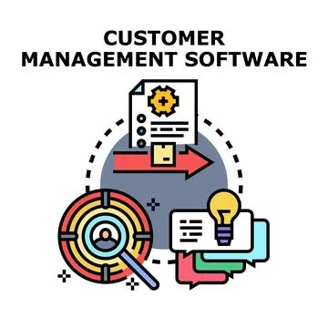 Customer relationship software managing data and communication Illustrazione stock