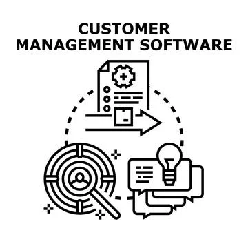 Customer relationship software managing data and communication Stock Illustration