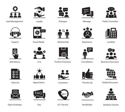 Customer Relationship Solid Vectors Pack Stock Illustration