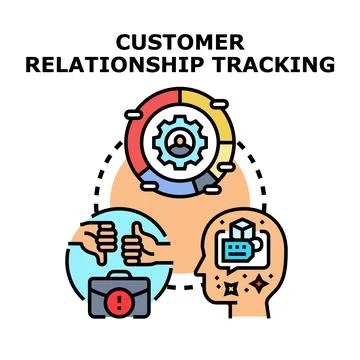 Customer relationship tracking management system cycle Stock Illustration