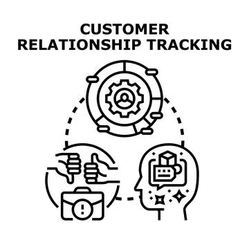 Customer relationship tracking management system cycle Stock Illustration