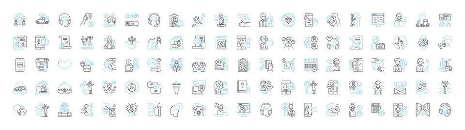 Customer relationship vector line icons set. Customer, Relationship, Customers Stock Illustration