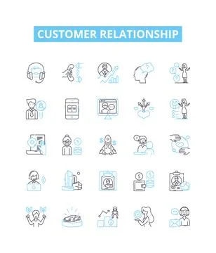 Customer relationship vector line icons set. Customer, Relationship, Customers 스톡 일러스트