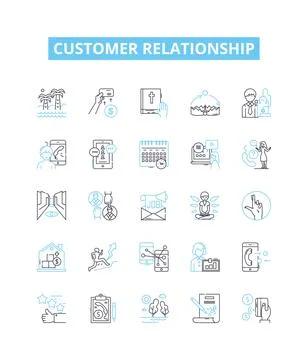 Customer relationship vector line icons set. Customer, Relationship, Customers 스톡 일러스트
