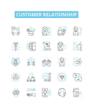 Customer relationship vector line icons set. Customer, Relationship, Customers Stock Illustration