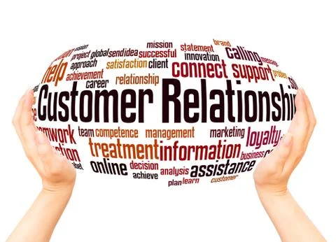 Customer Relationship word cloud hand sphere concept Stock Illustration