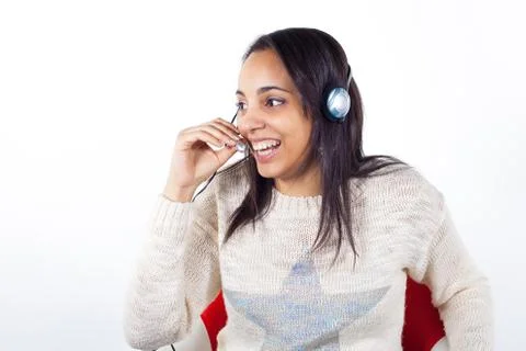 Customer Representative girl with headset Stock Photos