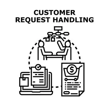 Customer request handling and support process concept 스톡 일러스트