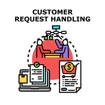Customer request handling and support process concept 스톡 일러스트
