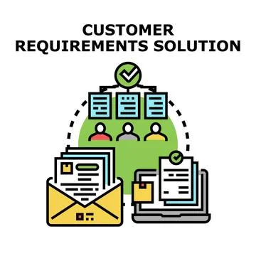 Customer requirements solution development and process concept 스톡 일러스트