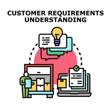 Customer requirements understanding process for business solution 스톡 일러스트
